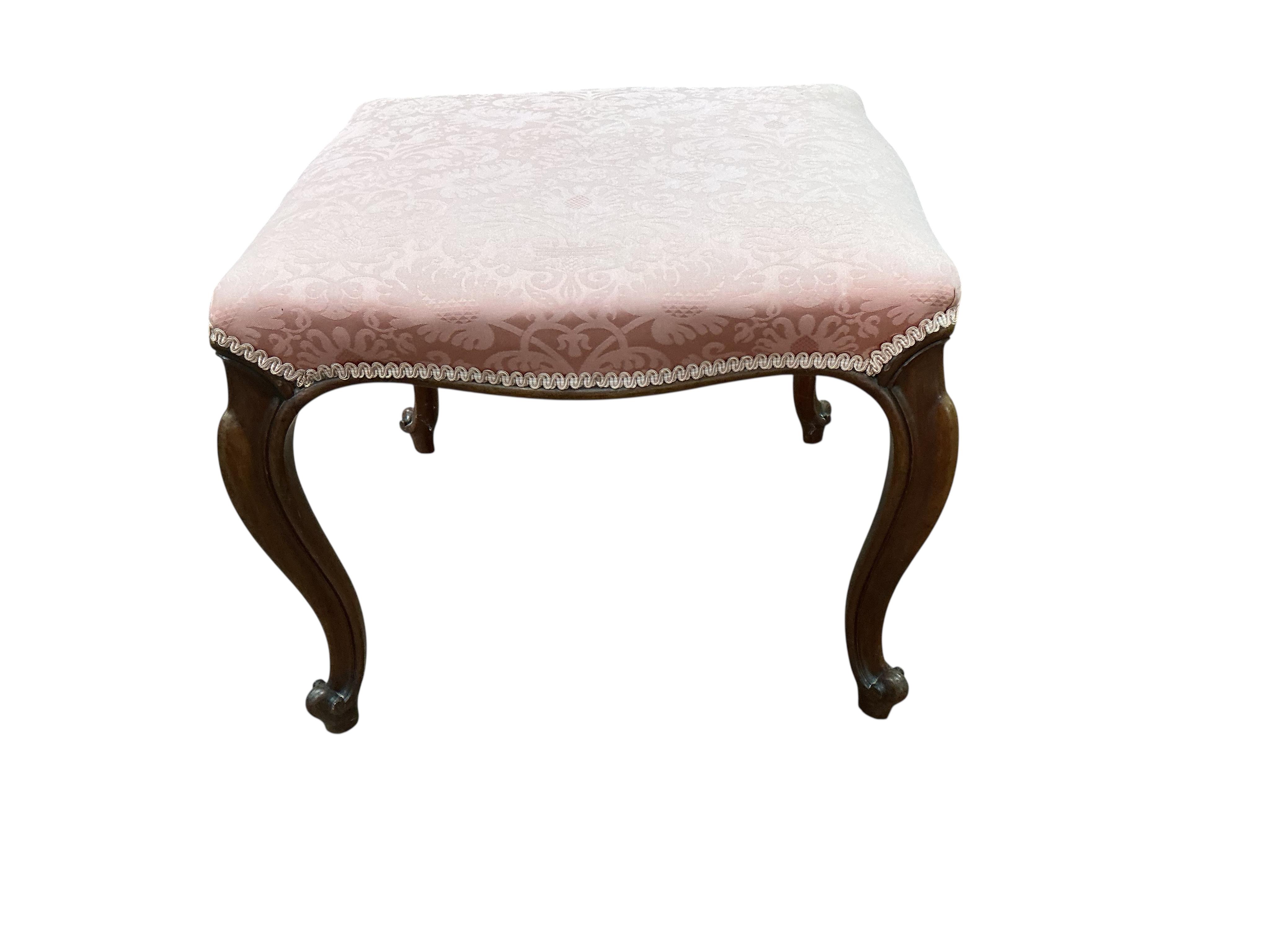 A Victorian mahogany dressing stool, width 56cm, depth 54cm, height 47cm